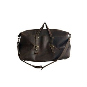 Wolf & Badger TOURI Genuine leather Duffle Brown Bag Travel Zipper Strap